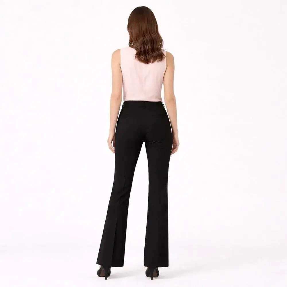 KATE SPADE New York Black Tailored Pants Gold Pyramid Button Back Pockets Size 0